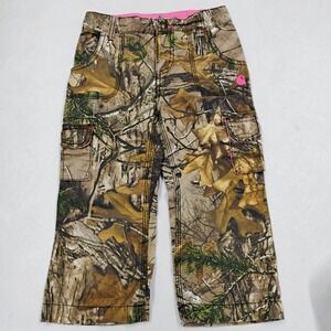 Carhartt Kids Girls Camo Cargo Pants RealTree Pink Stitching Size 6X. Inseam 14"